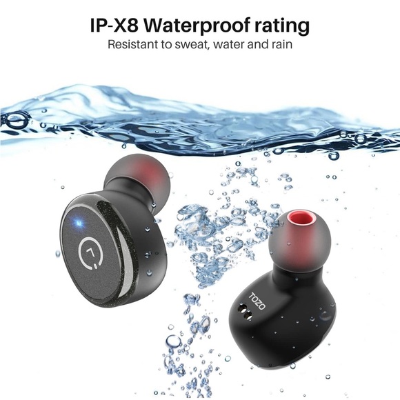 Open Box TOZO T10 Wireless Earbuds with Wireless Charging Case, Waterproof Black - Picture 4 of 5